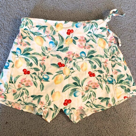 NWT OLD NAVY FRUIT PRINT FAUX-WRAP LINEN SKORT - SIZE L PETITE - Picture 5 of 10